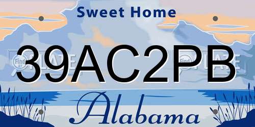 39AC2PB Alabama License Plate