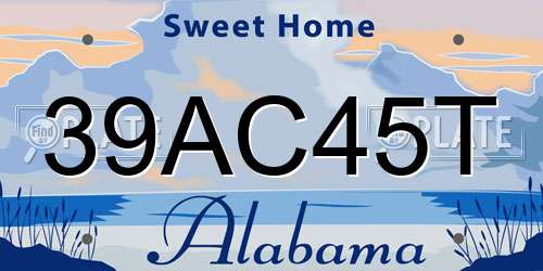 39AC45T Alabama License Plate
