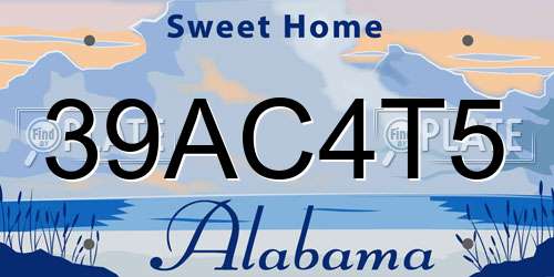 39AC4T5 Alabama License Plate