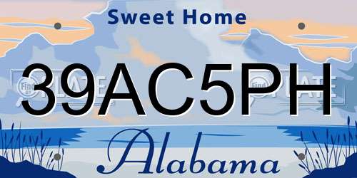 39AC5PH Alabama License Plate