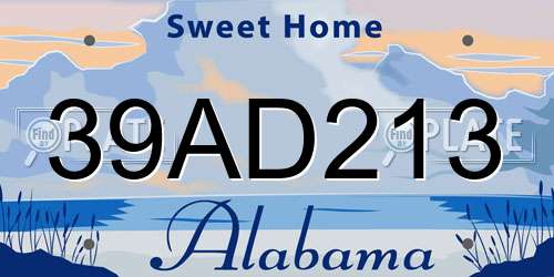 39AD213 Alabama License Plate