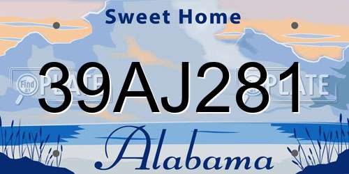 39AJ281 Alabama License Plate