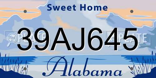 39AJ645 Alabama License Plate