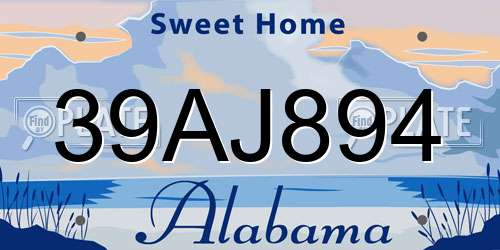 39AJ894 Alabama License Plate
