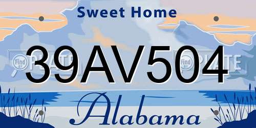 39AV504 Alabama License Plate