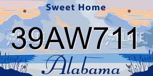 39AW711 Alabama License Plate