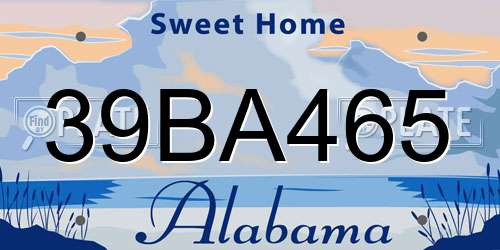 39BA465 Alabama License Plate