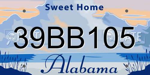 39BB105 Alabama License Plate