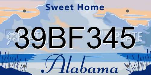 39BF345 Alabama License Plate