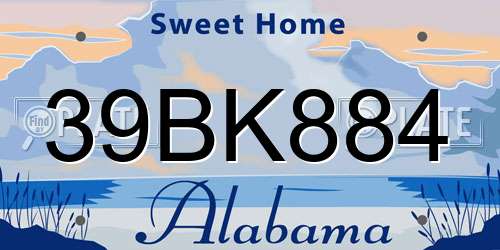 39BK884 Alabama License Plate
