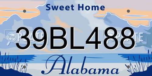 39BL488 Alabama License Plate