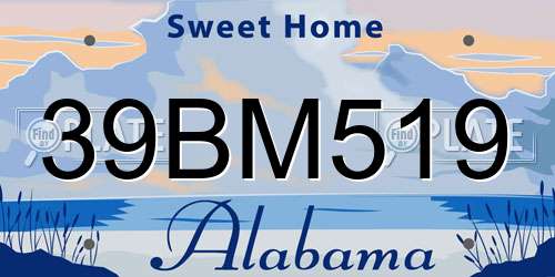 39BM519 Alabama License Plate