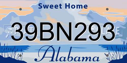 39BN293 Alabama License Plate