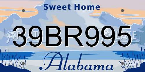 39BR995 Alabama License Plate