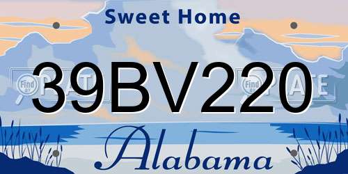 39BV220 Alabama License Plate