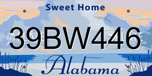 39BW446 Alabama License Plate