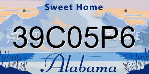 39C05P6 Alabama License Plate