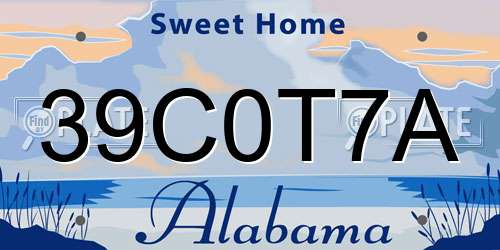 39C0T7A Alabama License Plate