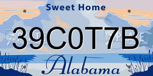 39C0T7B Alabama License Plate