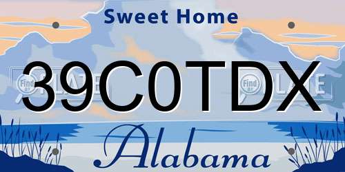 39C0TDX Alabama License Plate