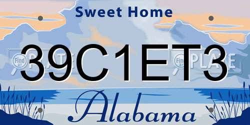 39C1ET3 Alabama License Plate