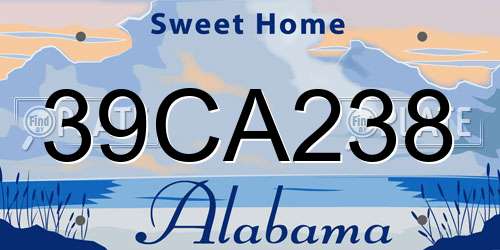 39CA238 Alabama License Plate