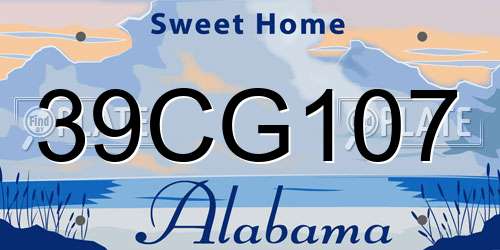 39CG107 Alabama License Plate