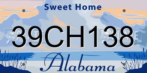39CH138 Alabama License Plate