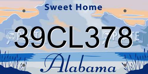 39CL378 Alabama License Plate