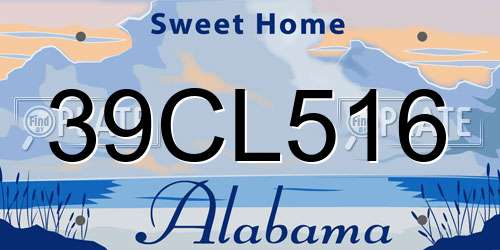 39CL516 Alabama License Plate