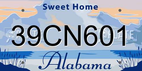 39CN601 Alabama License Plate