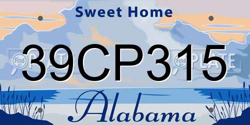 39CP315 Alabama License Plate