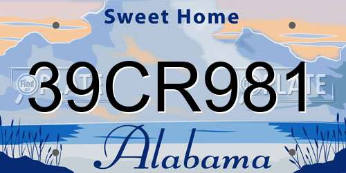 39CR981 Alabama License Plate