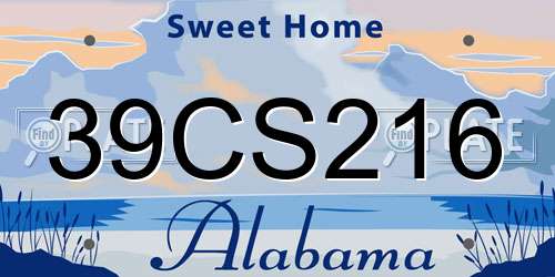 39CS216 Alabama License Plate