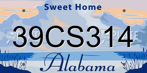 39CS314 Alabama License Plate