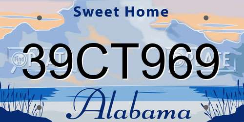 39CT969 Alabama License Plate
