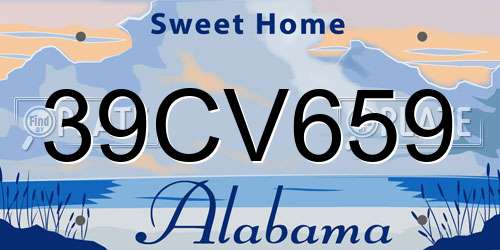 39CV659 Alabama License Plate