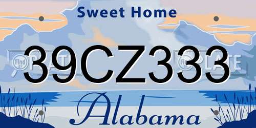 39CZ333 Alabama License Plate