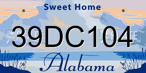 39DC104 Alabama License Plate