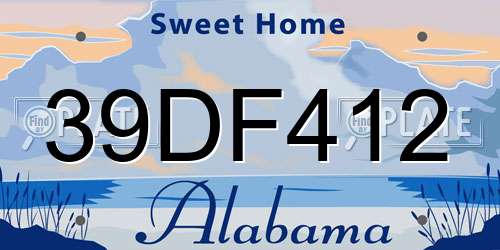 39DF412 Alabama License Plate