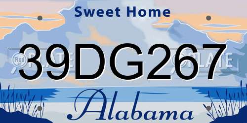 39DG267 Alabama License Plate