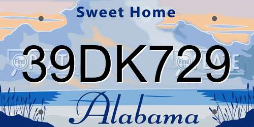 39DK729 Alabama License Plate