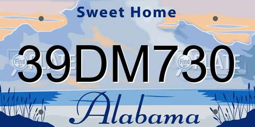 39DM730 Alabama License Plate