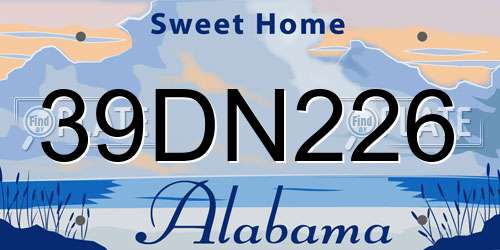 39DN226 Alabama License Plate