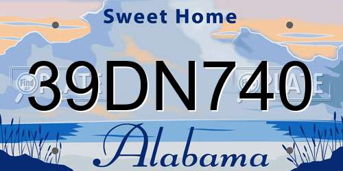39DN740 Alabama License Plate