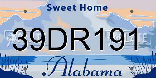 39DR191 Alabama License Plate