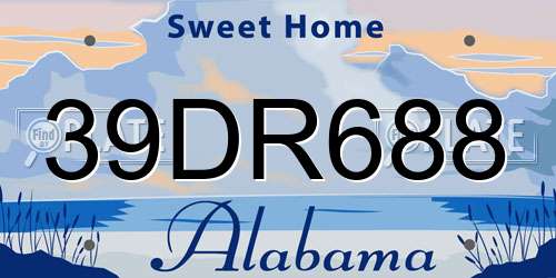 39DR688 Alabama License Plate