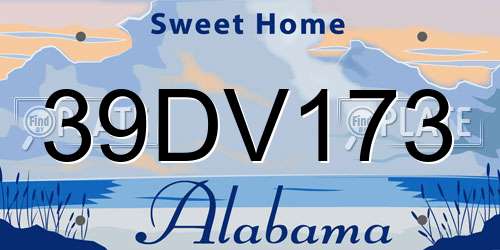 39DV173 Alabama License Plate