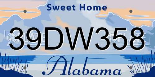 39DW358 Alabama License Plate