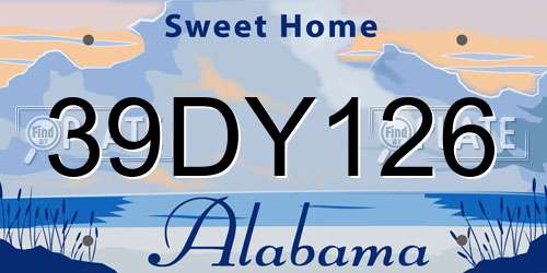 39DY126 Alabama License Plate